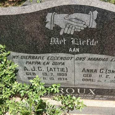 ROUX A.J.G. 1909-1974 &amp; Anna C. SMITH 1917-2003