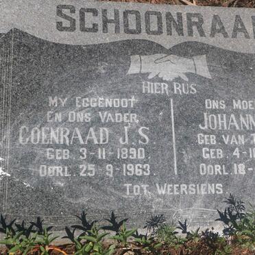 SCHOONRAAD Coenraad J.S. 1890-1963 &amp; Johanna E. VAN TONDER 1891-1966