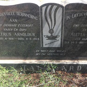 TALJAARD Petrus Arnoldus 1891-1969 &amp; Aletta Johanna VAN ROOYEN 1901-1995