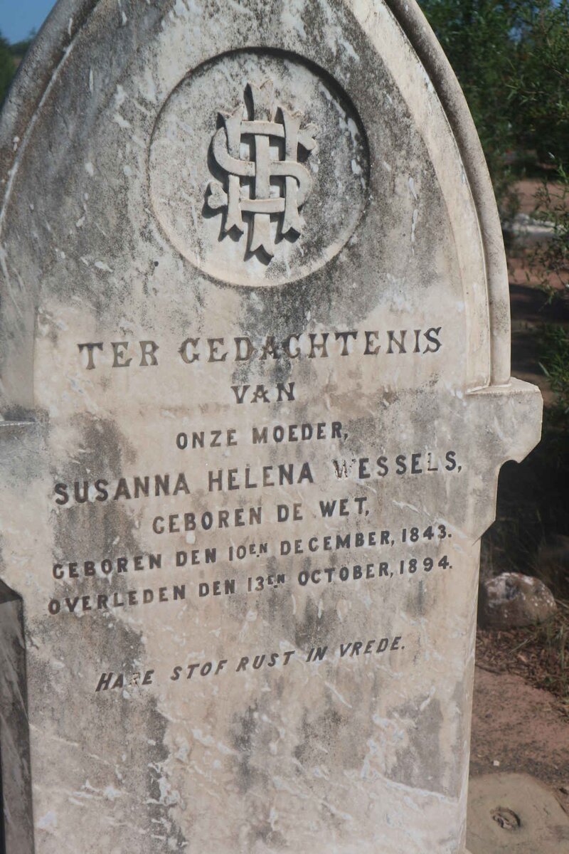 WESSELS Susanna Helena nee DE WET 1843-1894