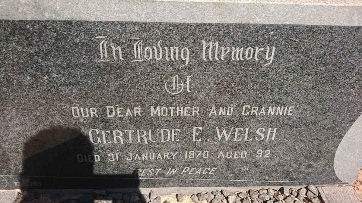 WELSH Gertrude E.  -1970