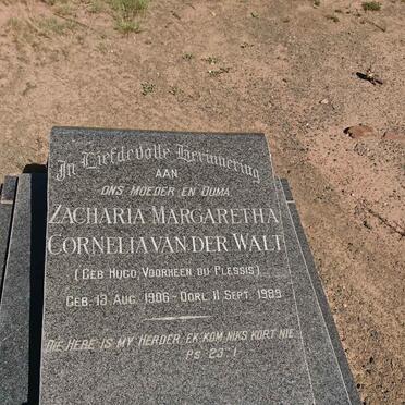 WALT Zacharia Margaretha Cornelia, van der voorheen DU PLESSIS nee HUGO 1906-1989