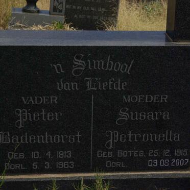 BADENHORST Pieter 1913-1963 &amp; Susara Petronella BOTES 1915-2007