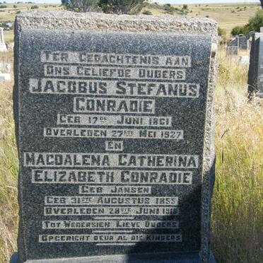 CONRADIE Jacobus Stefanus 1861-1927 &amp; Magdalena Catherina Elizabeth JANSEN 1855-1918