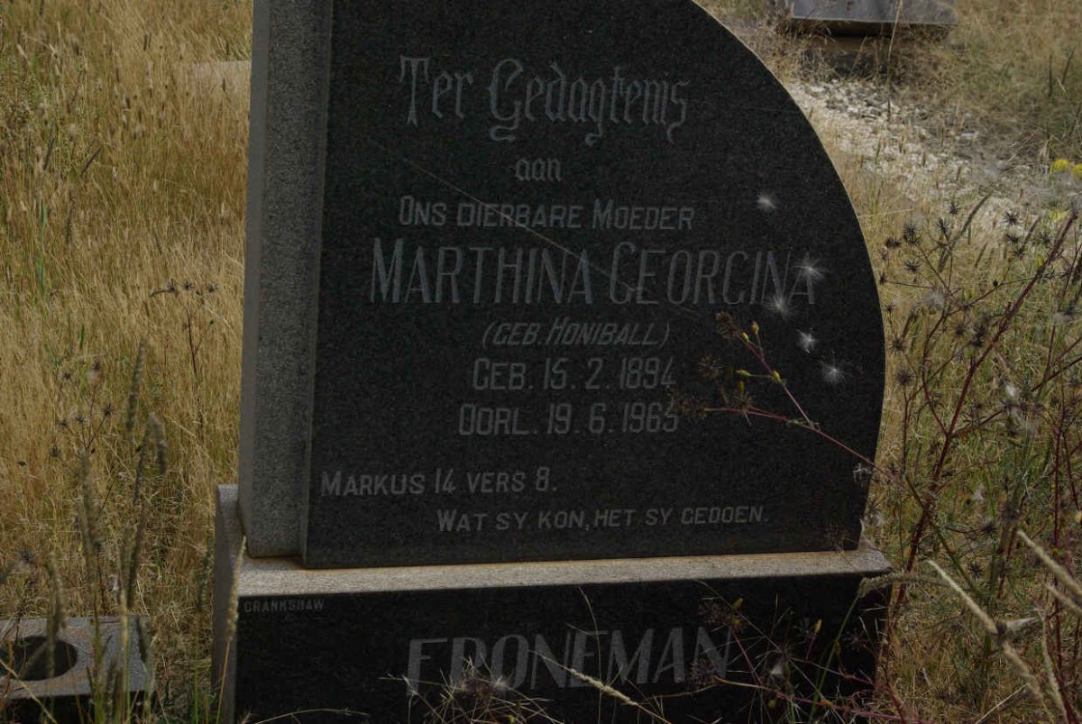 FRONEMAN Marthina Georgina nee HONIBALL 1894-1965