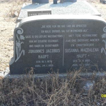 HAUPT Johannes Jacobus 1874-1958 &amp; Susanna Magdalena 1880-1962