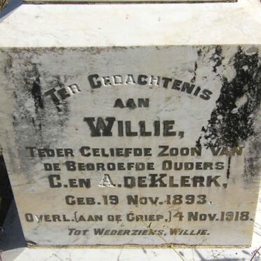KLERK Willie, de 1893-1918
