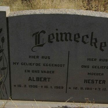 LEIMECKE Albert 1906-1969 &amp; Hester 1911-1973