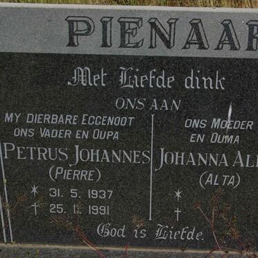 PIENAAR Petrus Johannes 1937-1991 &amp; Johanna Aletta