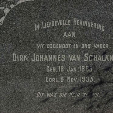 SCHALKWYK Dirk Johannes, van 1886-1935