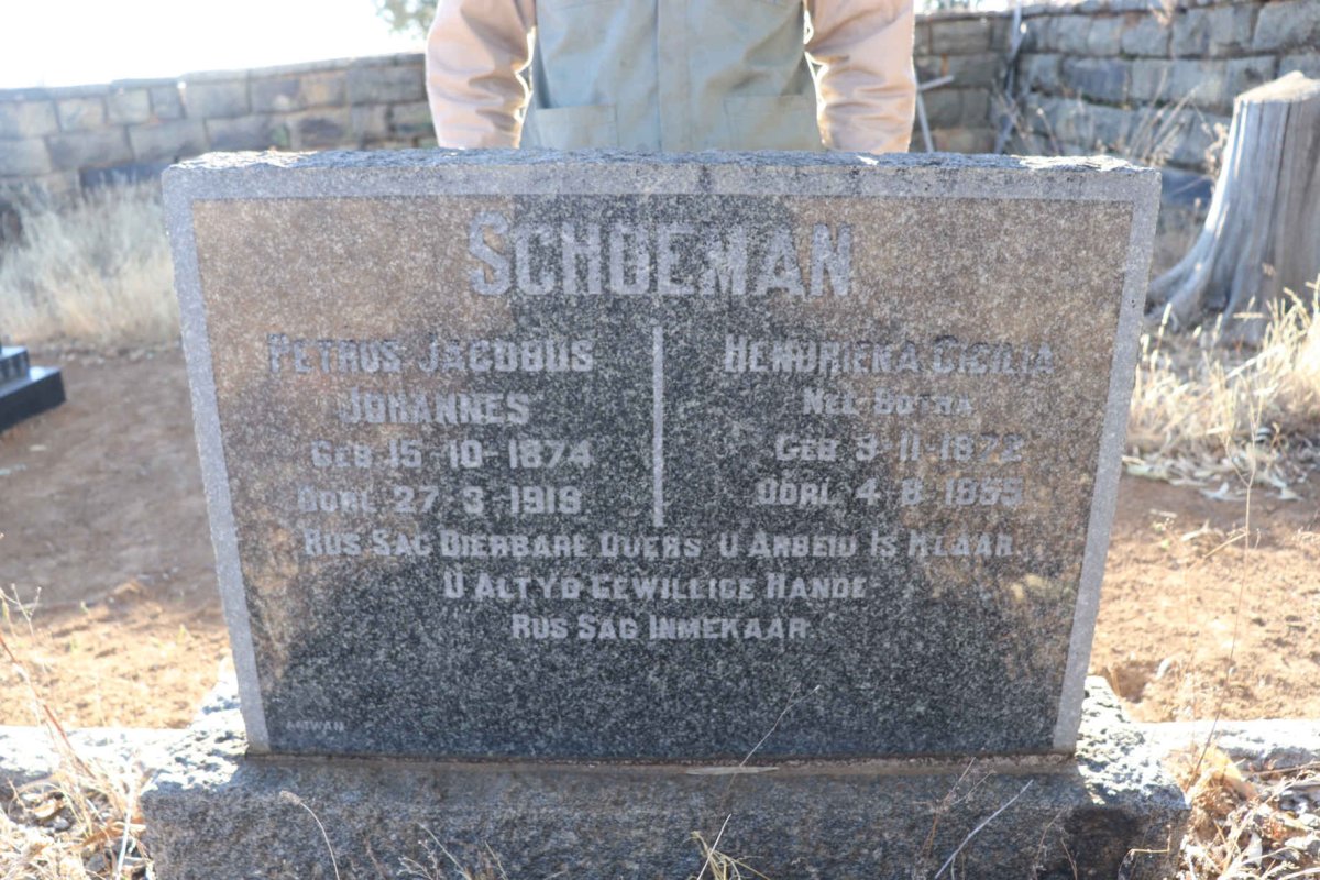 SCHOEMAN Petrus Jacobus Johannes 1874-1919 &amp; Hendrieka Cicilia BOTHA 1872-1955 