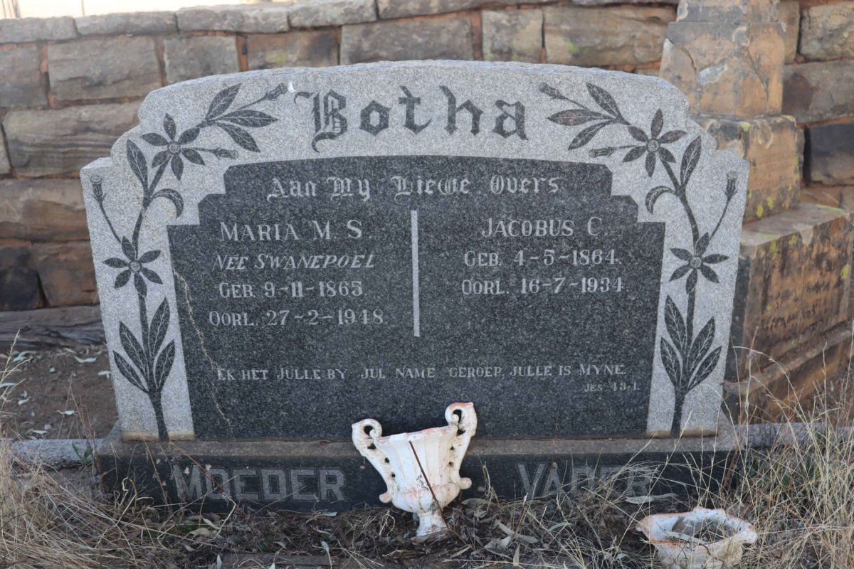 BOTHA Jacobus C. 1864-1934 & Maria M.S. SWANEPOEL 1865-1948