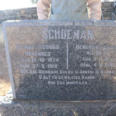 SCHOEMAN Petrus Jacobus Johannes 1874-1919 &amp; Hendrieka Cicilia BOTHA 1872-1955 
