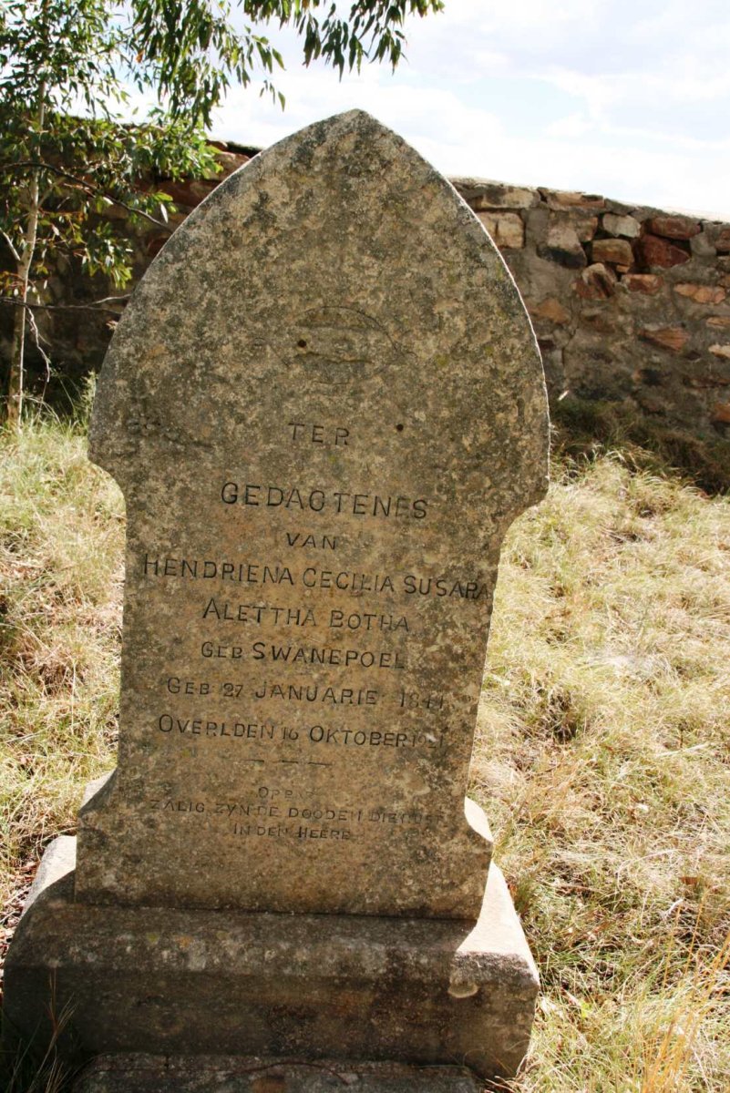 BOTHA Hendriena Cecilia Susara Aletta nee SWANEPOEL 1844-1921