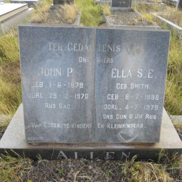 ALLEN John P. 1878-1970 & Ella S.E. SMITH 1888-1979