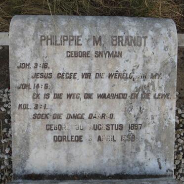 BRANDT Philippie M. nee SNYMAN 1897-1958