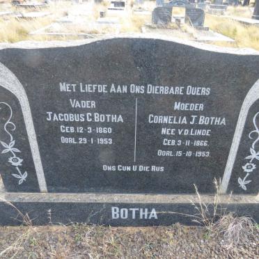 BOTHA Jacobus C. 1860-1953 & Cornelia J. V.D. LINDE 1866-1953