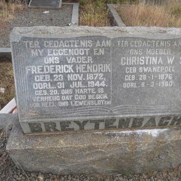 BREYTENBACH Frederick Hendrik 1872-1944 & Christina W.S. SWANEPOEL 1876-1960