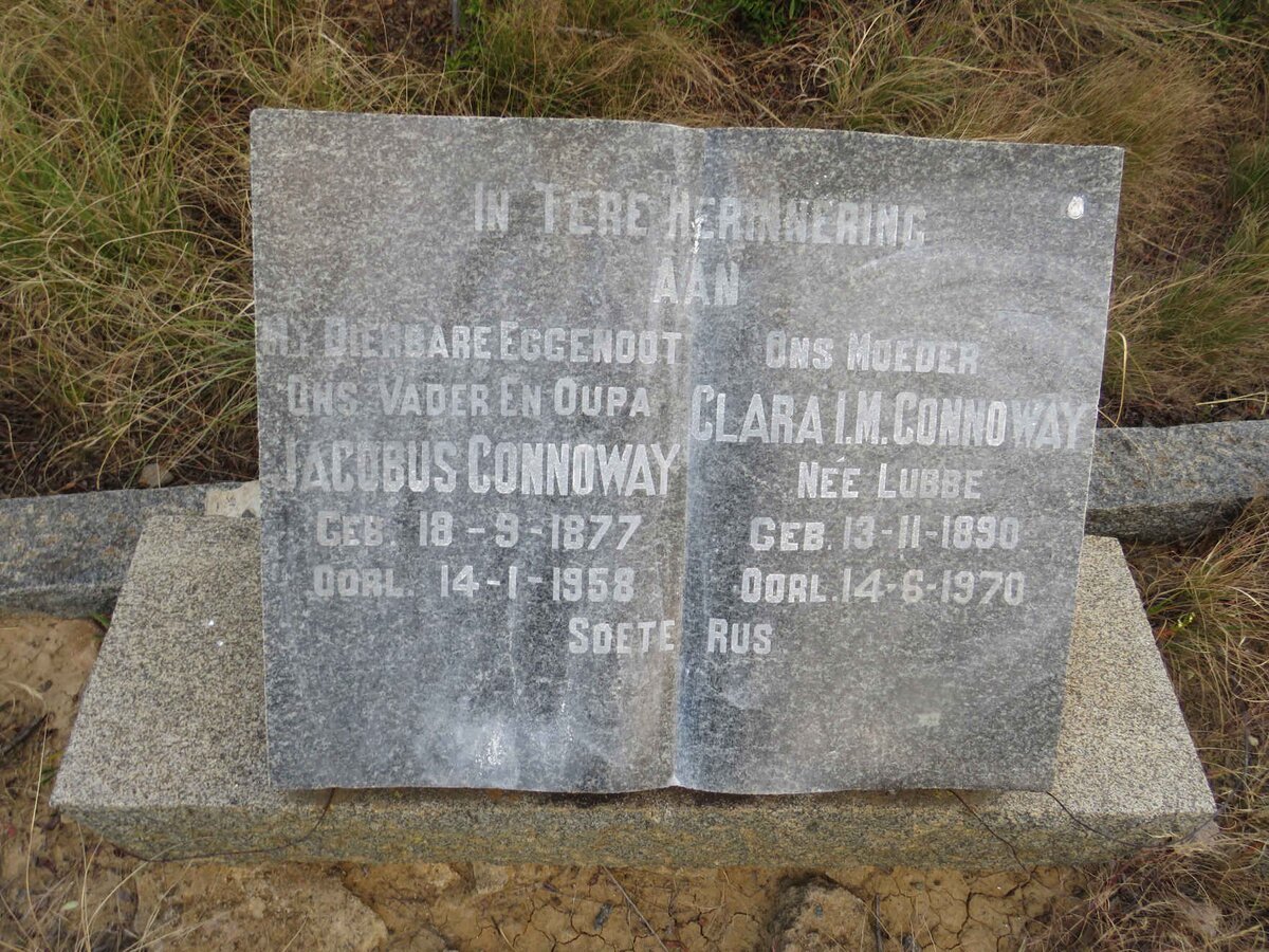 CONNOWAY Jacobus 1877-1958 & Clara I.M. LUBBE 1890-1970