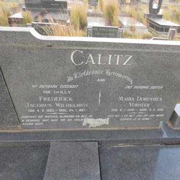 CALITZ Frederick Jacobus Wilhelmus 1893-1967 & Maria Dorothea 1906-1990 