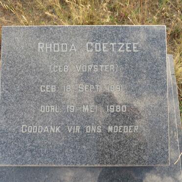 COETZEE Rhoda nee VORSTER 1891-1980