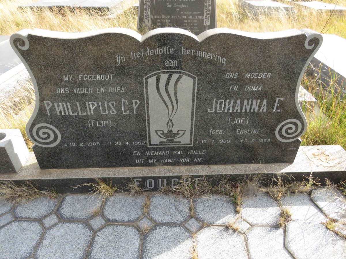 FOUCHE Phillipus C.P. 1909-1982 & Johanna E. ENSLIN 1908-1989