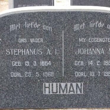 HUMAN Stephanus A.I. 1884-1968 &amp; Johanna M. 1885-1967