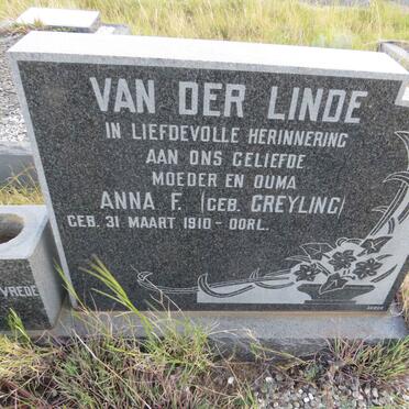LINDE Anna F., van der nee GREYLING 1910-