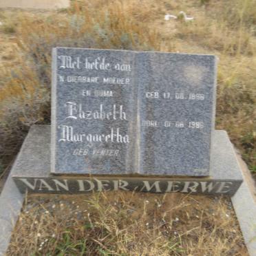 MERWE Elizabeth Margaretha, van der nee VENTER 1896-1986