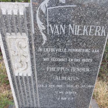 NIEKERK Philippus Hendrik Albertus, van 1906-1956