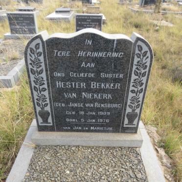 NIEKERK Hester Bekker, van nee JANSE VAN RENSBURG 1909-1976