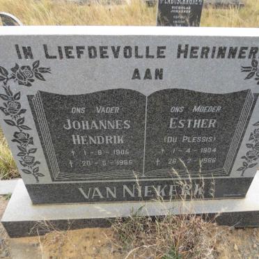 NIEKERK Johannes Hendrik, van 1905-1985 & Esther DU PLESSIS 1904-1986