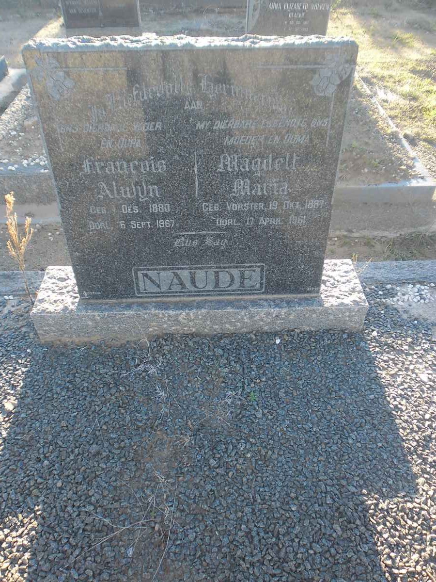 NAUDE Francois Alwyn 1880-1967 &amp; Magdelt Maria VORSTER 1887-1961