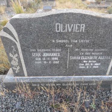 OLIVIER Izak Johannes 1880-1962 & Sarah Elizabeth Aletta BOTHA 1887-1960