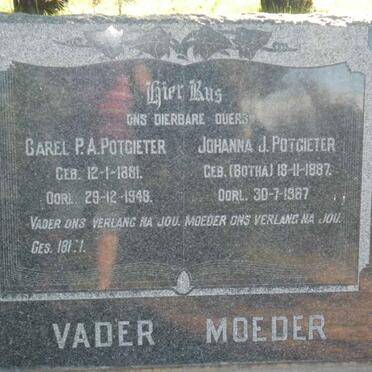 POTGIETER Carel P.A. 1881-1948 &amp; Johanna J. BOTHA 1887-1967