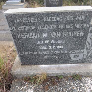 ROOYEN Zeruiah M., van nee DE VILLIERS 1886-1961