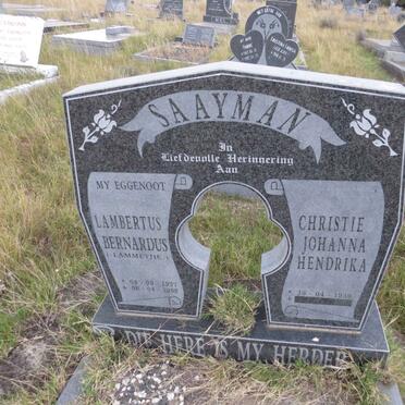 SAAYMAN Lambertus Bernardus 1927-1998 & Christie Johanna Hendrika 1959-