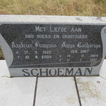 SCHOEMAN Andries Francois 1922-2004 & Anna Catharina SMIT 1924-1997