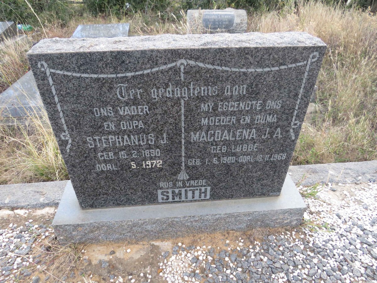 SMITH Stephanus J. 1890-1972 & Magdalena C.A. LUBBE 1900-1968