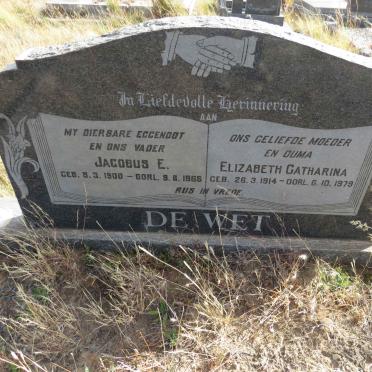 WET Jacobus E., de 1900-1966 & Elizabeth Catharina 1914-1979