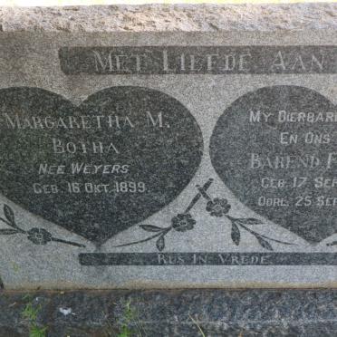 BOTHA Barend F. 1888-1945 &amp; Margaretha M. WEYERS 1899-