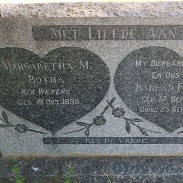 BOTHA Barend F. 1888-1945 &amp; Margaretha M. WEYERS 1899-