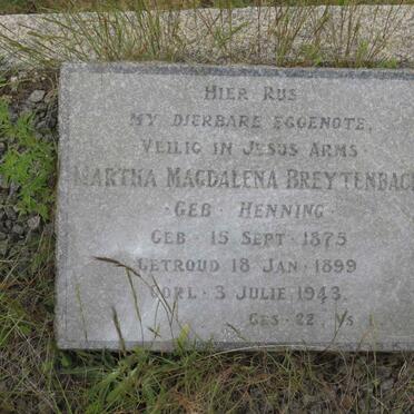 BREYTENBACH Martha Magdalena nee HENNING 1875-1943