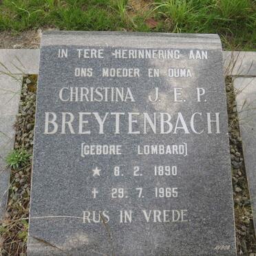 BREYTENBACH Christina J.E.P. nee LOMBARD 1890-1965