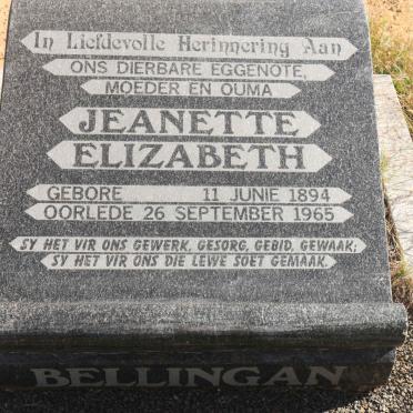 BELLINGAN Jeanette Elizabeth 1894-1965