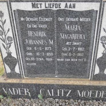 CALITZ Hendrik Johannes M. 1873-1950 &amp; Maria Magaritha SWART 1882-1953