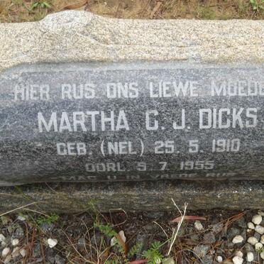 DICKS Martha C.J. nee NEL 1910-1955