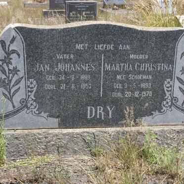 DRY Jan Johannes 1889-1952 &amp; Martha Christina SCHOEMAN 1893-1970