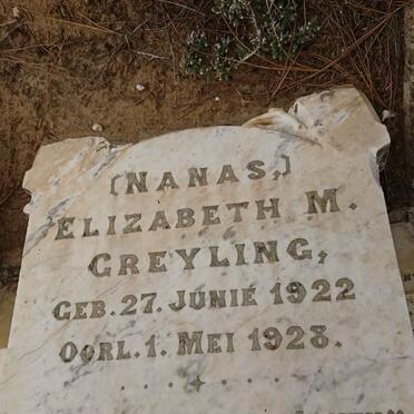 GREYLING Elizabeth M. 1922-1928