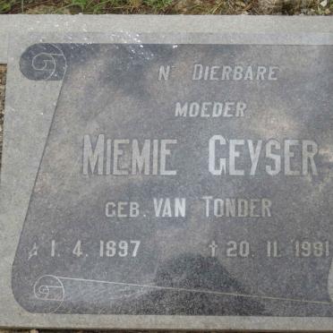 GEYSER Miemie nee VAN TONDER 1897-1981